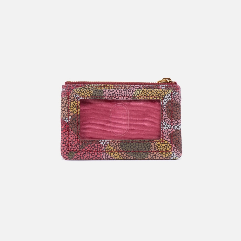 HOBO Lumen Card Case in Printed Leather (Abstract Foliage)